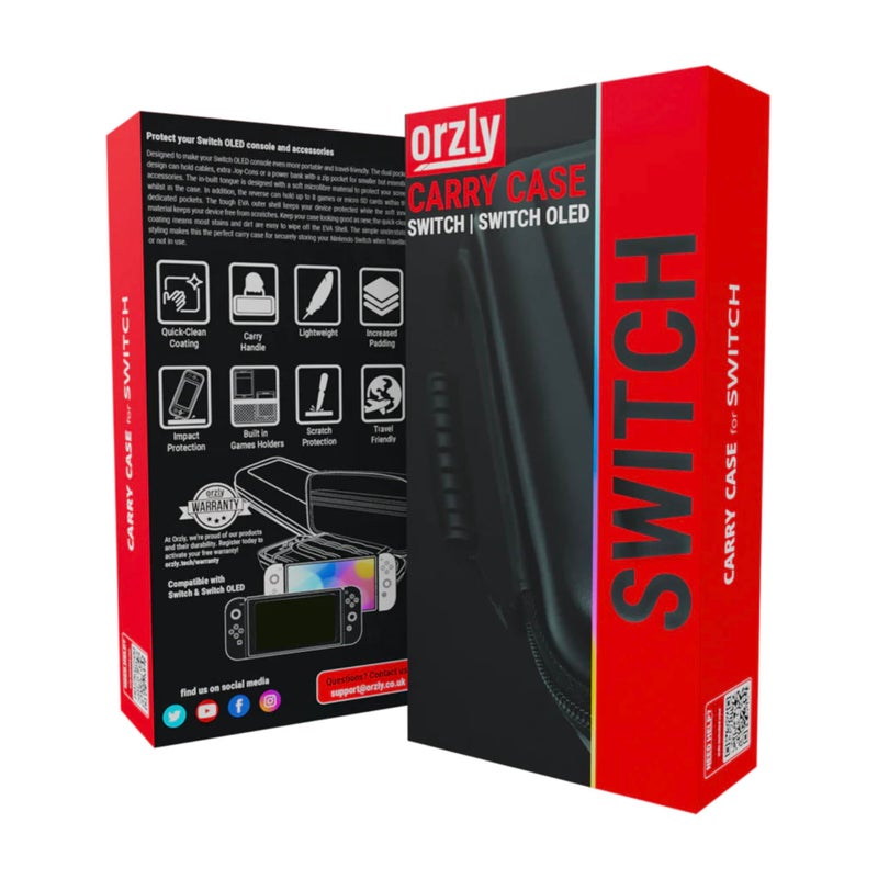 Orzly Carry Case Compatible with Nintendo Switch and New Switch OLED Console - Black Protective Hard Portable Travel Carry Case Shell Pouch with Pockets for Accessories and Games - Image 2