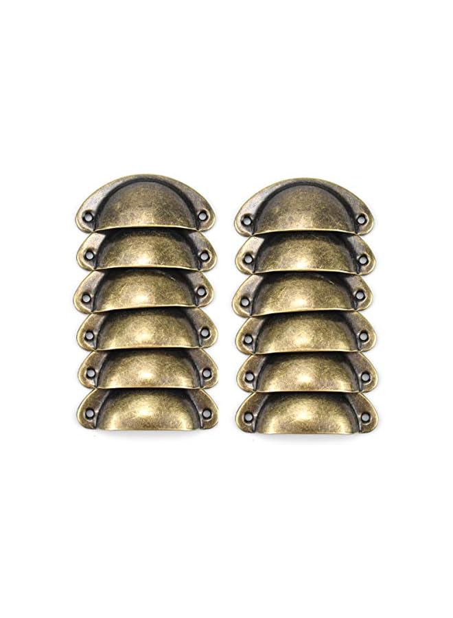 The Bros Vintage Furniture Handle 12pcs Shell Handle Retro Vintage Furniture Door Drawer Knob with Screws Bronze - Image 5