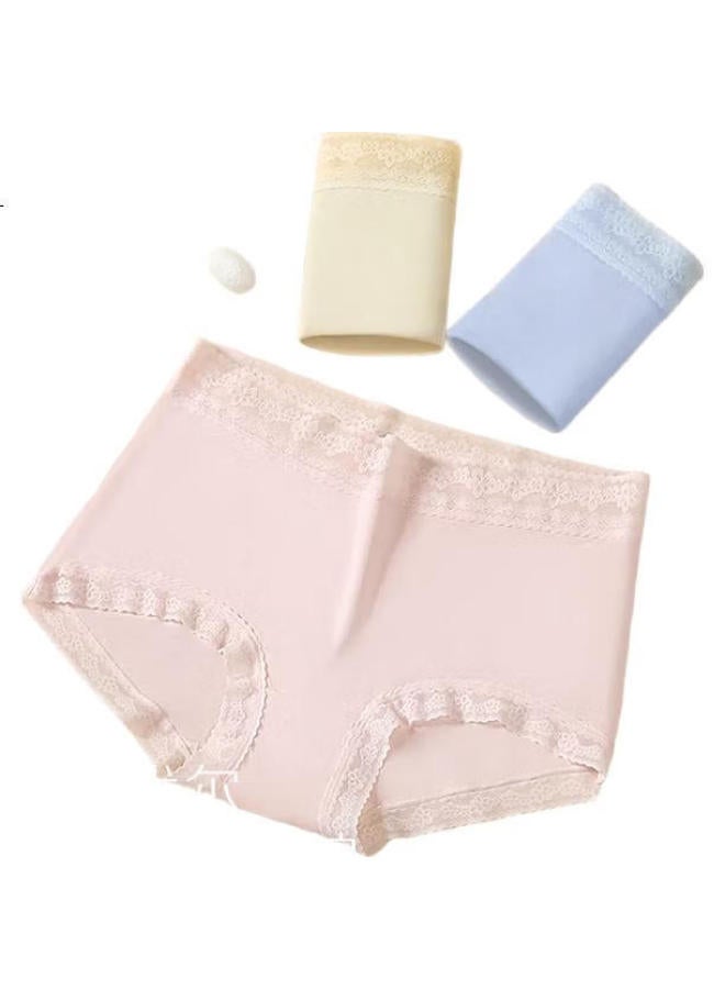 Hongdou Women'S Underwear, 7A Antibacterial Silk Gusset, 60S Modal Soft Elastic Lace Trim Triangle Panties, 3-Pack, New Spring And Summer Collection - Image 3