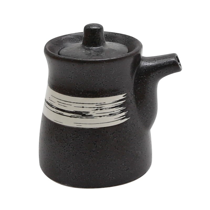 MDEOOSKY Ceramic Seasoning Bottle, Japanese Style Earthenware Ceramic Oil Dispenser, Olive Oil Dispenser, Sushi Sauce Container, for Kitchen Cooking, 6.76 fl oz (White Brush) - Image 1
