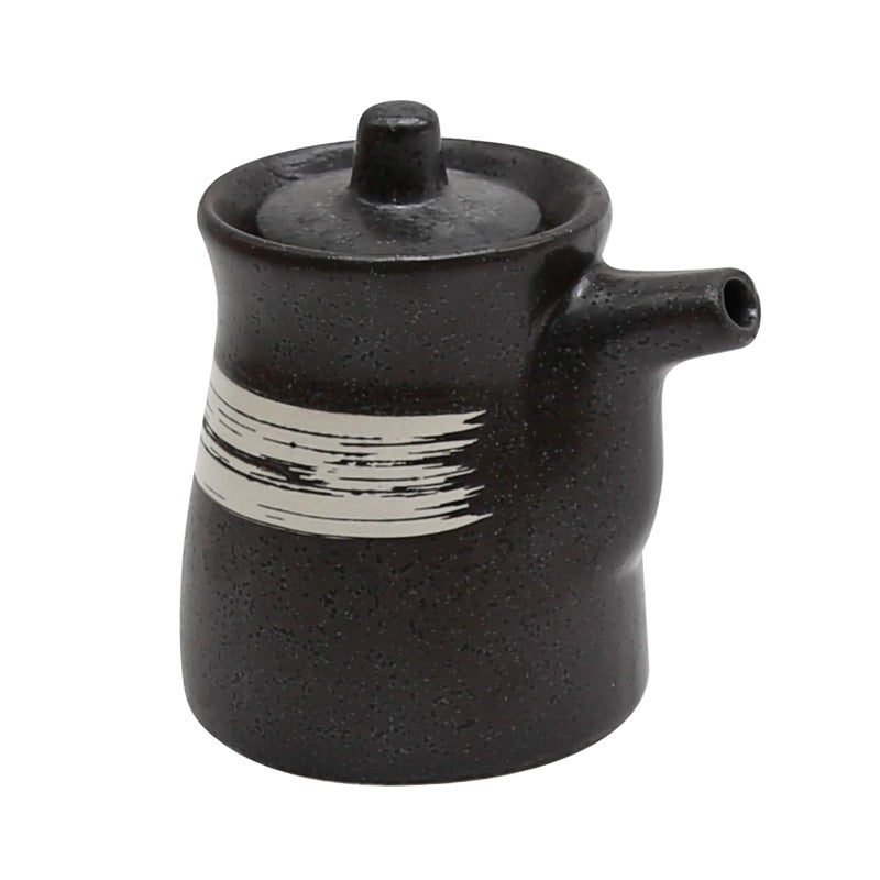 MDEOOSKY Ceramic Seasoning Bottle, Japanese Style Earthenware Ceramic Oil Dispenser, Olive Oil Dispenser, Sushi Sauce Container, for Kitchen Cooking, 6.76 fl oz (White Brush) - Image 4
