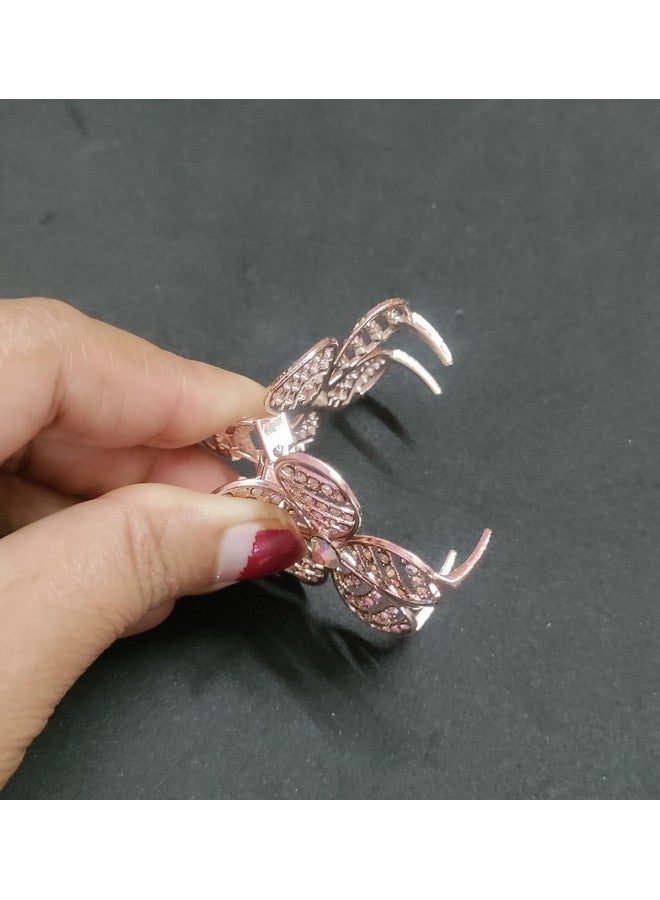 Trendsetter pack of 1 Double Side Crystal metal Golden Hair Claw Rhinestones Alloy Hair Clamp For Girls Sweet Summer Side Clip Hair Styling Accessories(golden color) - Image 4