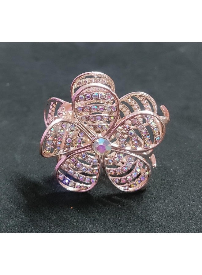 Trendsetter pack of 1 Double Side Crystal metal Golden Hair Claw Rhinestones Alloy Hair Clamp For Girls Sweet Summer Side Clip Hair Styling Accessories(golden color) - Image 3