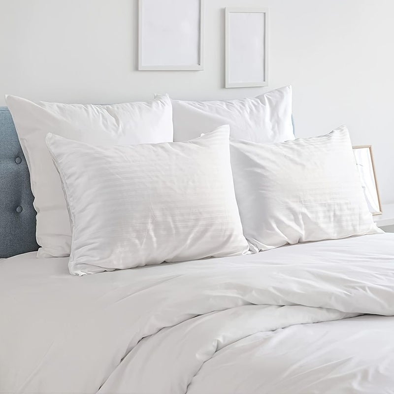 Pillow Protectors With Zipper 2 Pack 18x18 Inch Soft Breathable Stripe Weave - Image 5