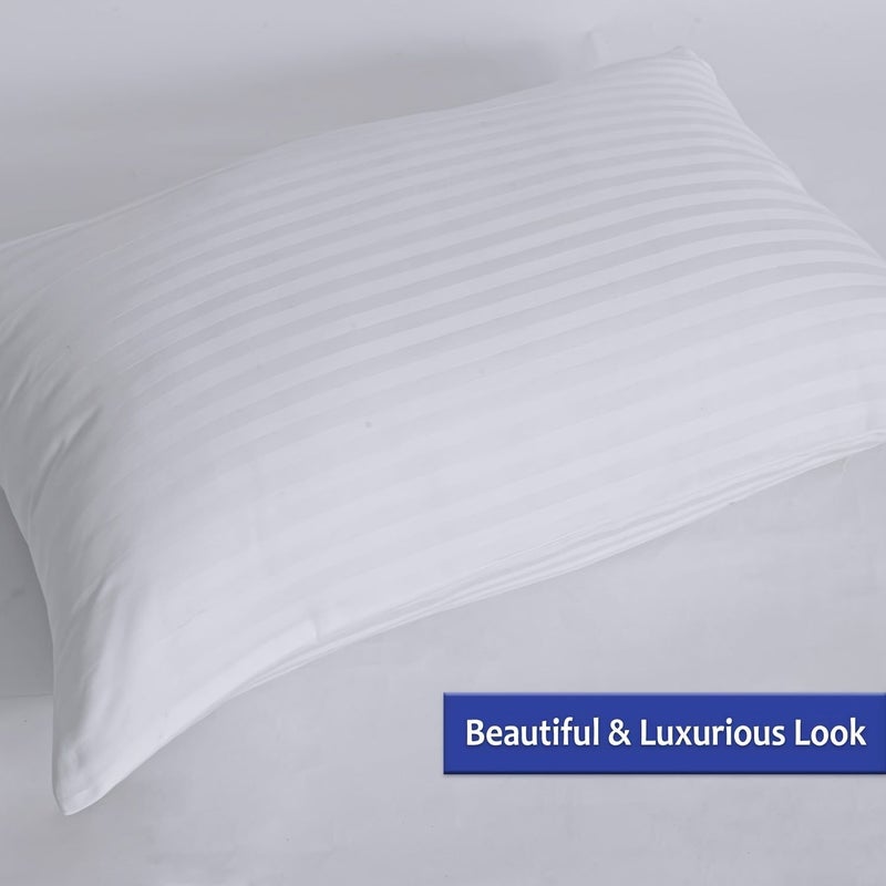 Pillow Protectors With Zipper 2 Pack 18x18 Inch Soft Breathable Stripe Weave - Image 2