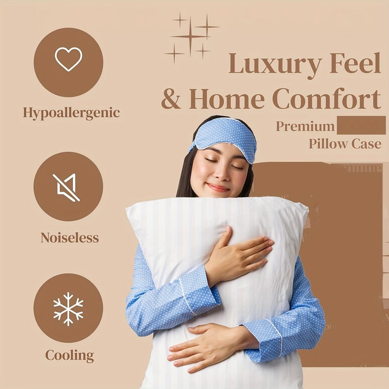 Pillow Protectors With Zipper 2 Pack 18x18 Inch Soft Breathable Stripe Weave - Image 4