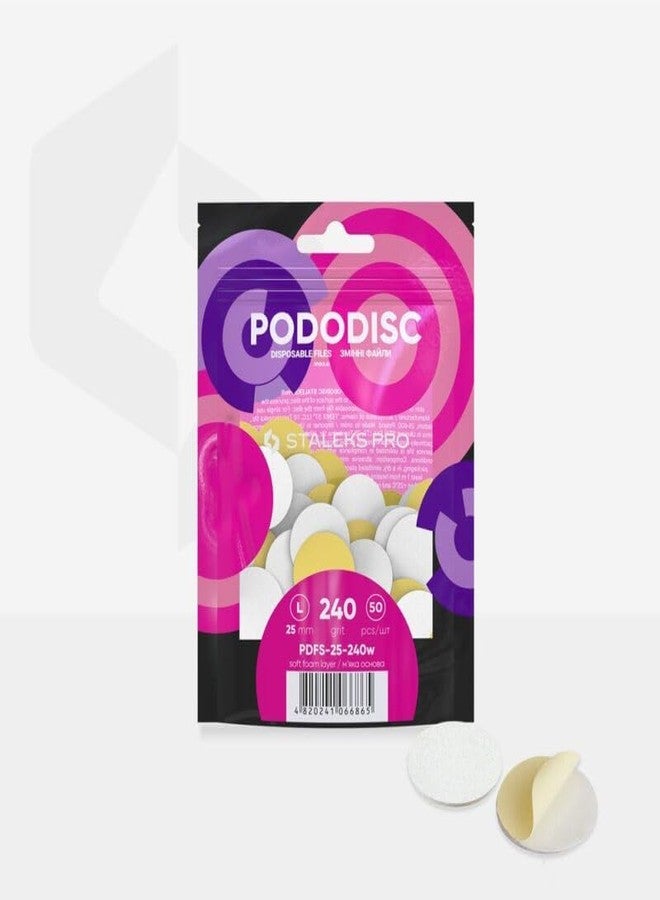 STALEKS PRO Disposable white files on soft foam layer for pedicure disc PODODISC L EXPERT 240 grit (50 pcs) - Image 3