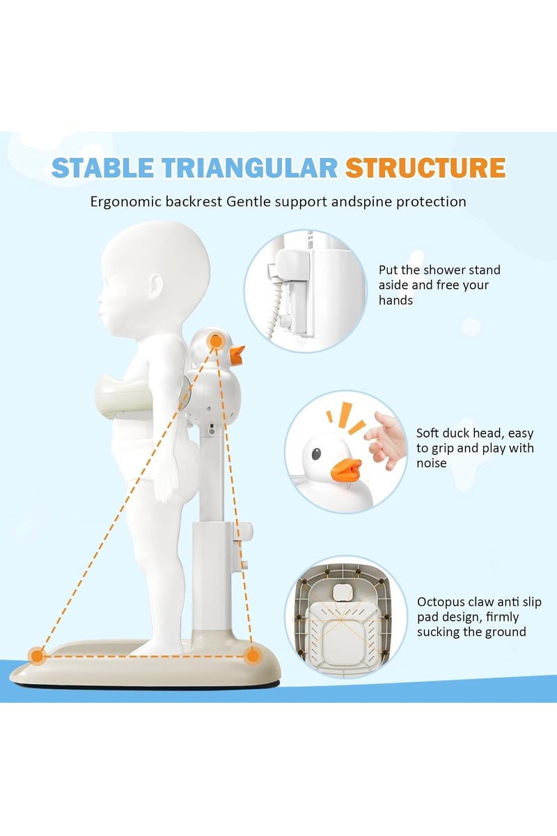 سابو حامل استحمام للأطفال 2 في 1، حامل استحمام للأطفال قابل للتعديل الارتفاع، حامل استحمام قائم بقاعدة ومقعد مانعين للانزلاق، مضاد للانقلاب، قابل للطي، مساعد استحمام محمول. - Image 4
