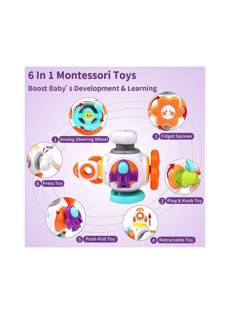 SOLARAE Busy Cube Baby Toys, for 1 Year Old, 6-in-1 Montessori Toys Toddler Busy Board, Toddler Car Fidget Toys Early Education Sensory Toys for Babies 12+ Months Boy Girl, Gripping Ability Training(1 Pack) - Image 2