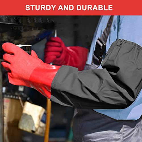 Haiou Long Arm Waterproof Gloves - Red Rubber Gloves for Men and Women (25 inches, Large, Red) - Image 3