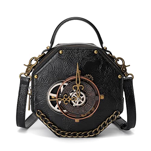 Valentoria Messenger Bag Leather Retro Briefcase Steampunk Crossbody Shoulder Purse Satchel for Women Lolita Gothic Medieval Renaissance Festival Costume Accessories 166 - Image 1
