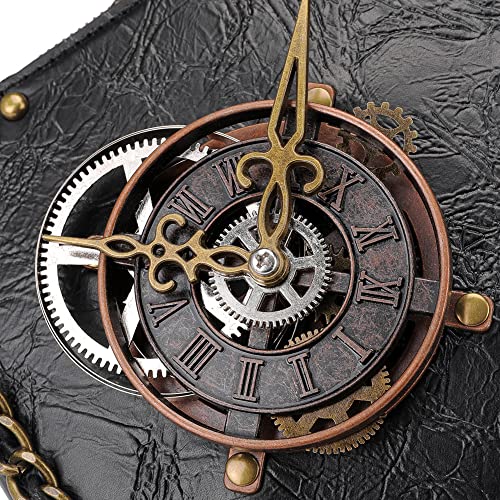 Valentoria Messenger Bag Leather Retro Briefcase Steampunk Crossbody Shoulder Purse Satchel for Women Lolita Gothic Medieval Renaissance Festival Costume Accessories 166 - Image 3