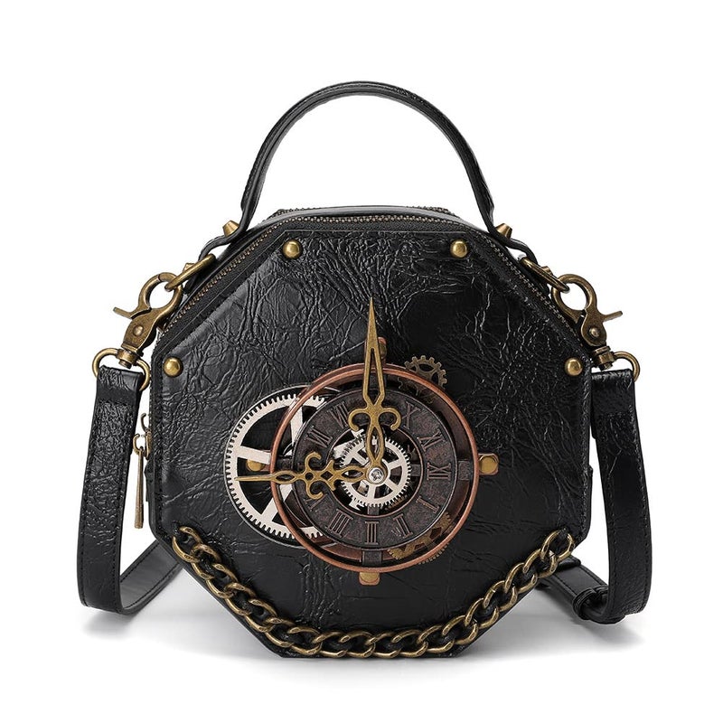 Valentoria Messenger Bag Leather Retro Briefcase Steampunk Crossbody Shoulder Purse Satchel for Women Lolita Gothic Medieval Renaissance Festival Costume Accessories 166 - Image 2