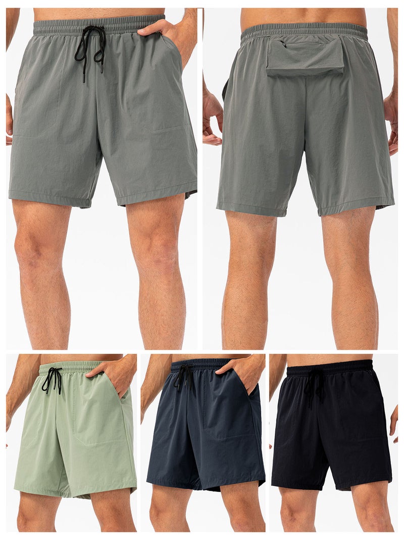 Running Shorts Medium Black Quick-dry Lightweight Fitted Waist - Convenient Pockets Jogging Shorts for Running Fitness Basketball Cycling Boxing - Image 3