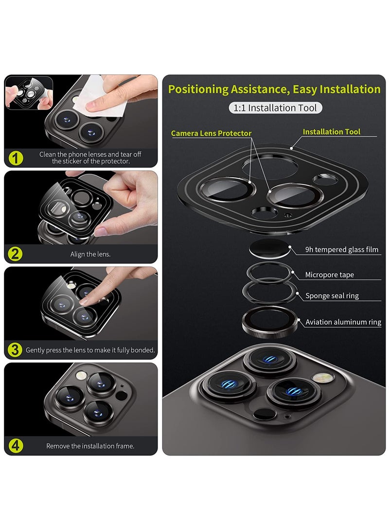 iPhone 14 Pro/iPhone 14 Pro Max Camera Lens Protector,[Night Shooting Mode] HD Tempered Metal Glass Camera Screen Protector Cover Film Accessories, Black - Image 2