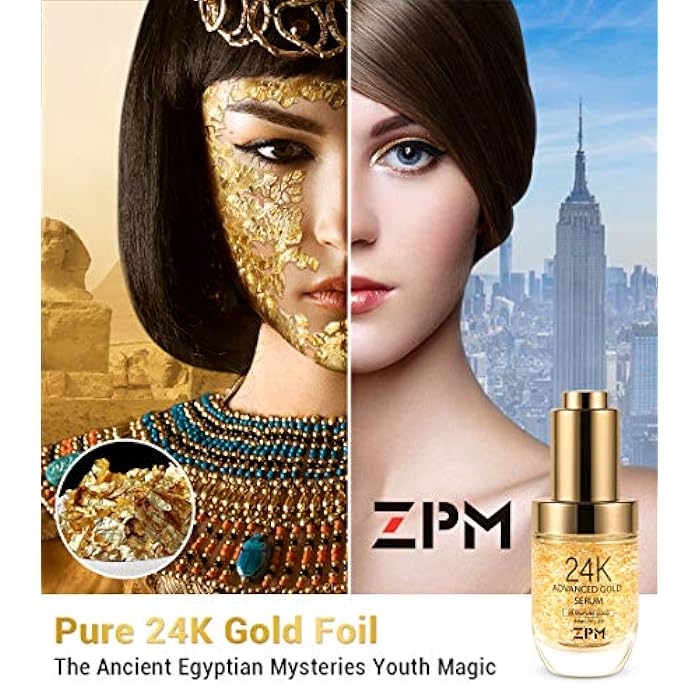 ZPM 24K Gold Anti Aging Face Serum Moisturizer Enriched with Vitamin C Serum, Hyaluronic Acid, Vitamin E Cream for Day and Night Wrinkle Reduction, Re-Activate Skin Youth (1FL.OZ) - Image 2