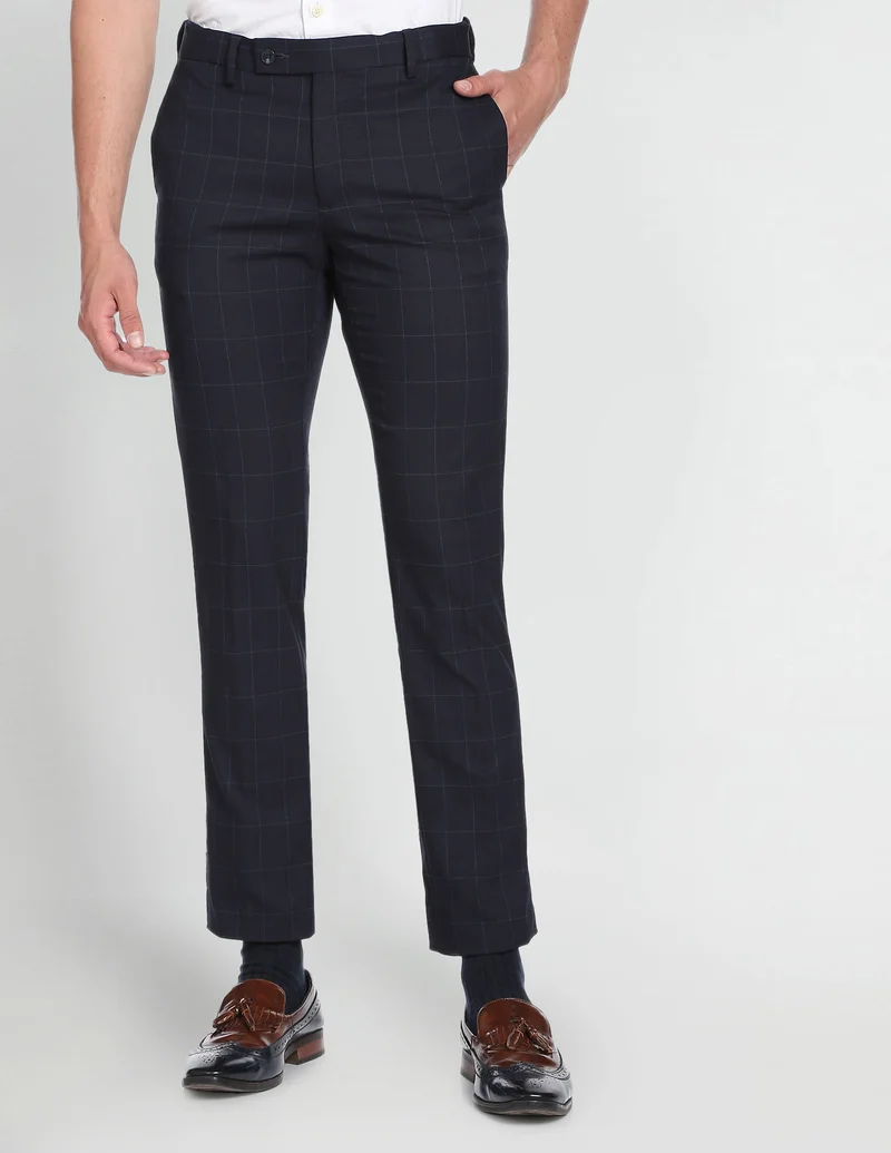 Windowpane Tailored Formal Trousers