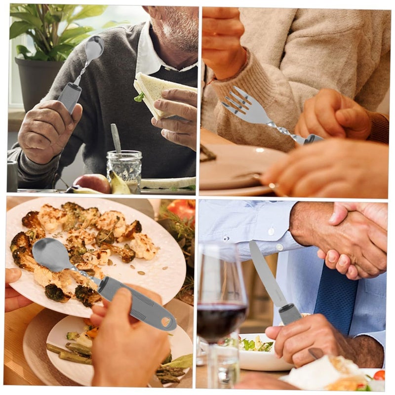Adaptive Non Slip Utensils For Elderly Disabled Ergonomic Grip TPR Self Feeding - Image 5