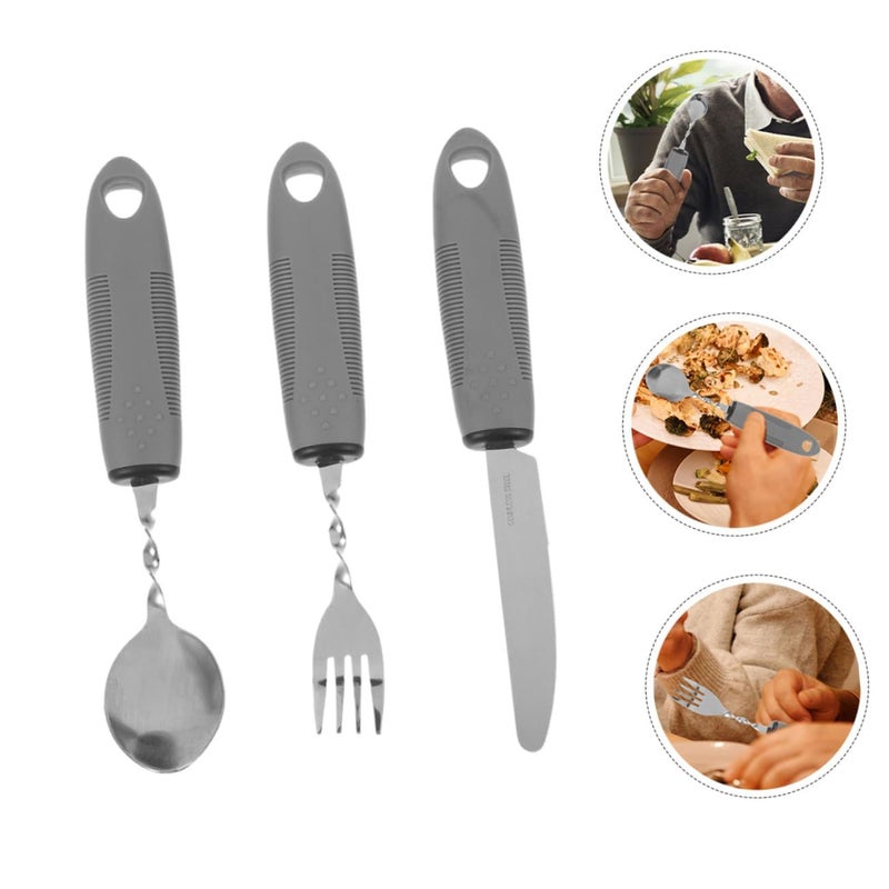 Adaptive Non Slip Utensils For Elderly Disabled Ergonomic Grip TPR Self Feeding - Image 4
