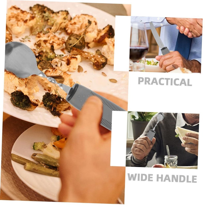 Adaptive Non Slip Utensils For Elderly Disabled Ergonomic Grip TPR Self Feeding - Image 3