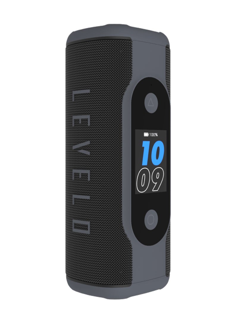 ليفيلو مكبر صوت باسوبيات محمول مع شاشة TFT ووقت تشغيل 8 ساعات، صوت استيريو TWS، 5 أوضاع إضاءة LED، مقاوم للماء والغبار، إعداد صوت EQ قابل للتخصيص، بطارية قابلة لإعادة الشحن بسعة 8000 مللي أمبير، 15 لغة مدعومة، منبه، ساعة وتاريخ - أسود - Image 1