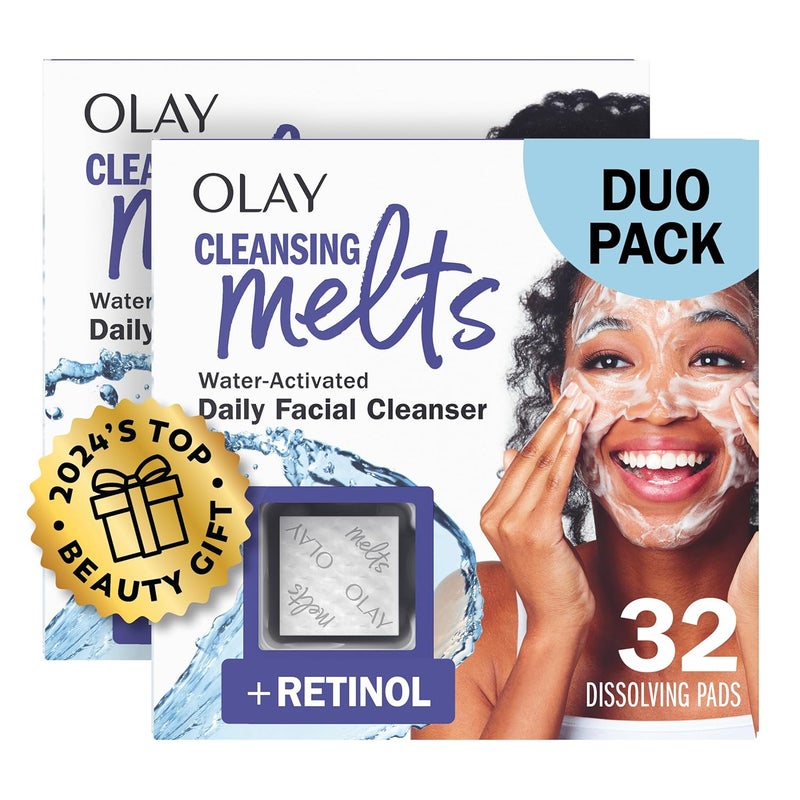 Olay Cleansing Melts  Retinol Face Cleanser 64 ct total 2 x 32 ct WaterActivated Face Wash to Clean Tone and Refresh