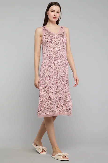 أر أند بي Paisley Print V-Neck Sleeveless Nightdress