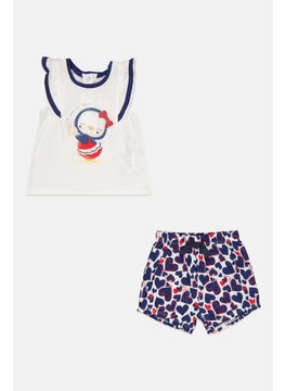 Chicco Toddlers Girl Short Sleeve Top And Bottom Short Set, White  - Image 1