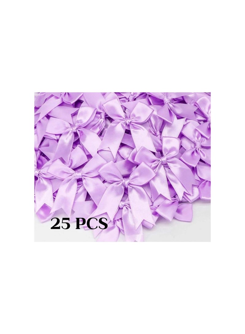 Purple Satin Bow Ribbon for decorating gift boxes and gifts for baby showers and birthdays, 25 pieces - Image 2