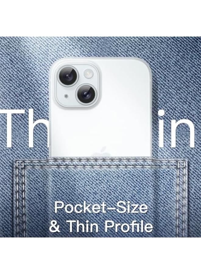 جي تيك جراب رفيع للغاية 0.35 مم لهاتف Iphone 15 Plus مقاس 6.7 بوصة، غطاء عدسة الكاميرا للحماية الكاملة، خفيف الوزن، غير لامع، جراب صلب بسيط من البولي بروبلين، يدعم الشحن اللاسلكي، شفاف غير لامع - Image 4