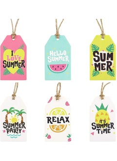 Generic 60 Pack Summer Hawaill Tags Pineapple Summer Vacation Paper Tags with 66ft Cotton Rope for Summer Hawaii Theme Party Favor, Present Wrap Gift Label Package Decors  - Image 1