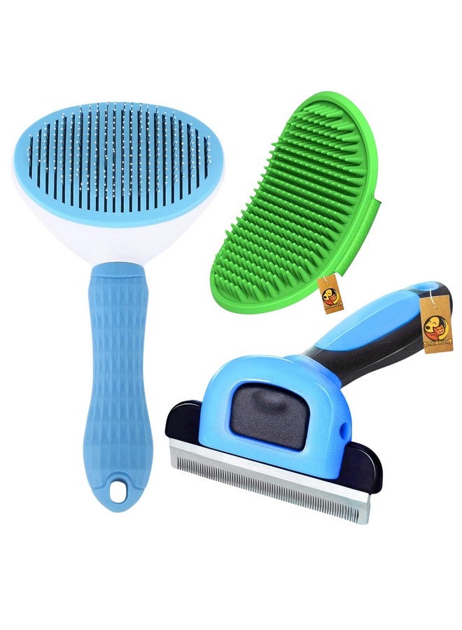 Generic Pet 3-In-1 Grooming Combo Of Oval Slicker, Soothing Glove, Faded Slicker | Suitable For Dogs, Puppies, Cats And Other Small Animals Grooming Tool Set (Pet Grooming Combo) - Image 1