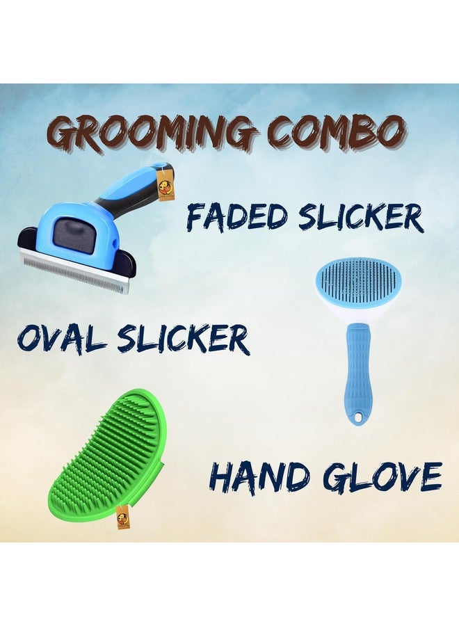 Generic Pet 3-In-1 Grooming Combo Of Oval Slicker, Soothing Glove, Faded Slicker | Suitable For Dogs, Puppies, Cats And Other Small Animals Grooming Tool Set (Pet Grooming Combo) - Image 3