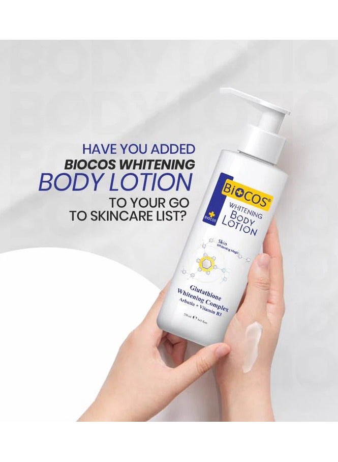 BIOCOS Whitening Body Lotion With Collagen, Niacinamide & Glutathione - Deep Hydration, Radiant Glow, Anti-Aging, Sunscreen Care - 250ml - Image 1