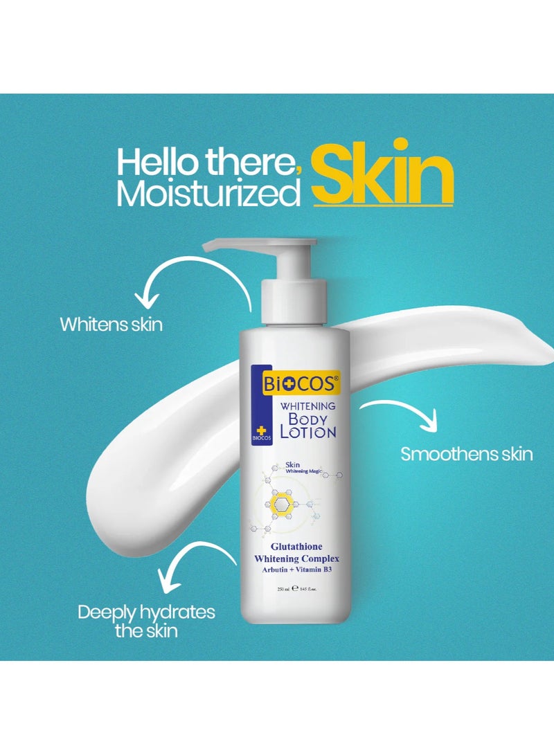 BIOCOS Whitening Body Lotion With Collagen, Niacinamide & Glutathione - Deep Hydration, Radiant Glow, Anti-Aging, Sunscreen Care - 250ml - Image 4