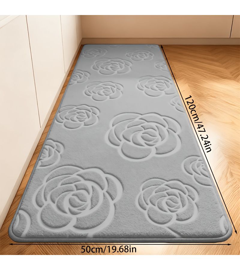 سجادة حمام سوداء من foam الذاكرة الناعمة مقاس 19.69 × 47.24 بوصة، غير قابلة للانزلاق، سريعة الجفاف، قابلة للغسل في الغسالة، سجادة سميكة للحمام وحوض الاستحمام والمرحاض والأرضية والمطبخ وغرفة الغسيل. - Image 1