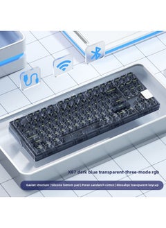 Crystal Axis X87RGB Wireless Mechanical Keyboard Ice Spirit Three-mode Bluetooth Customized Hot Plug Code Word Transparent-Colour:Dust-proof Green Axis-50g Paragraph Axis-crystal Transparent Black Three-mode Wireless Customized Rgb Backlight Full-key Hot-swappable Music Rhythm-official Standard
