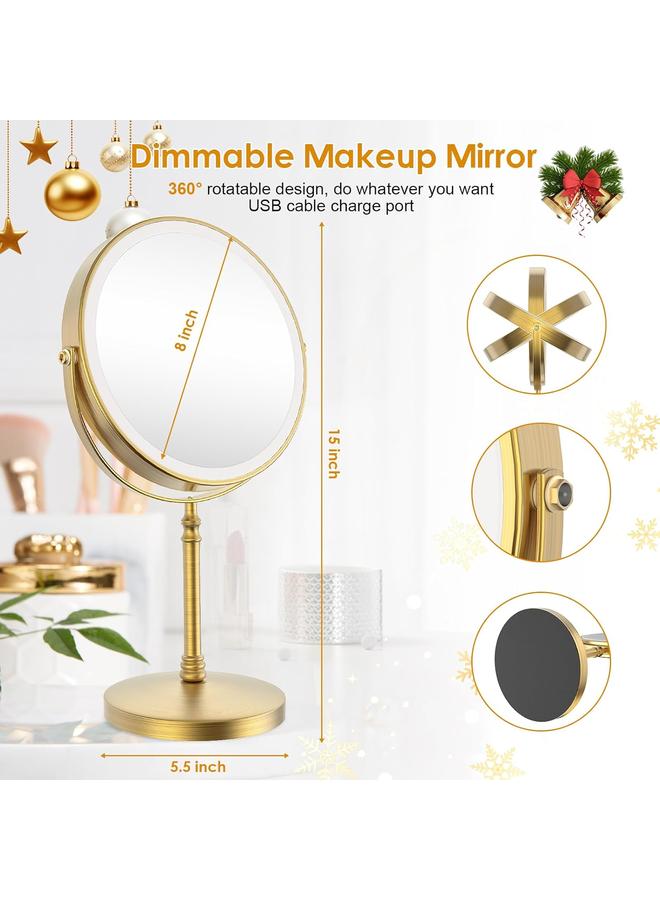 Bluejw Lighted Makeup Mirror, 3000 mAh Rechargeable Double Sided Magnifying Mirror with 3 Colors, 1x/10x 360° Rotation Vanity Mirror, Brightness Adjustable Magnification Cosmetic Light up Mirror, Women Gift - Image 5