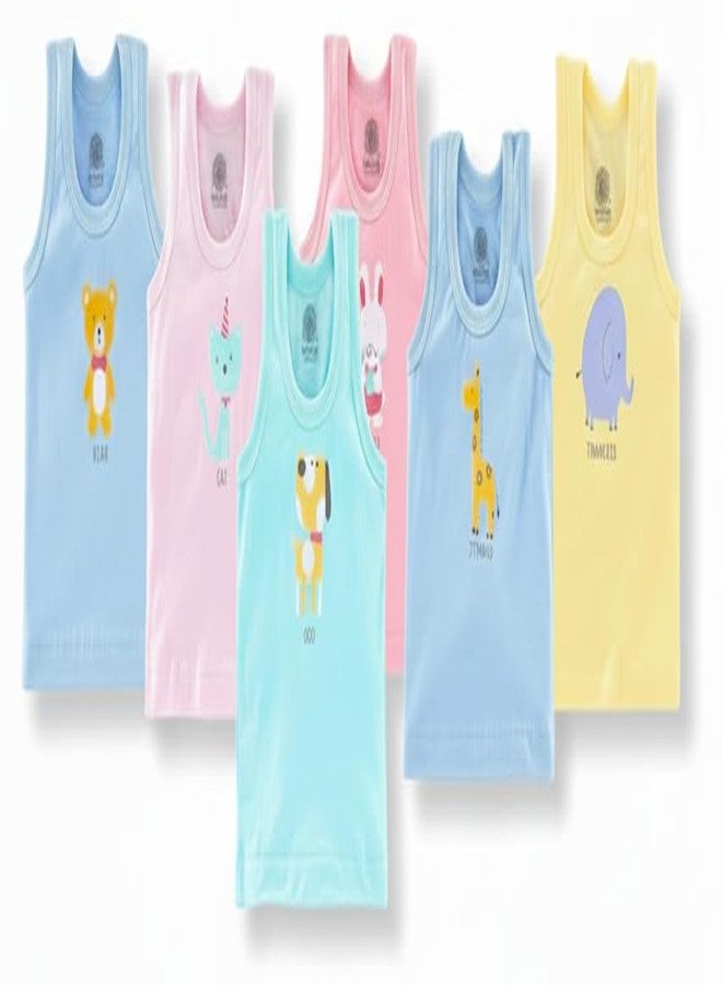 White Bubble Cotton Sleeveless Baniyan for Kids | Toddler Tank-Top/Sando | Baby Comfortable Undershirts | Pack of 6 (in, Age, 1 Year, 2 Years, Regular) Multicolour