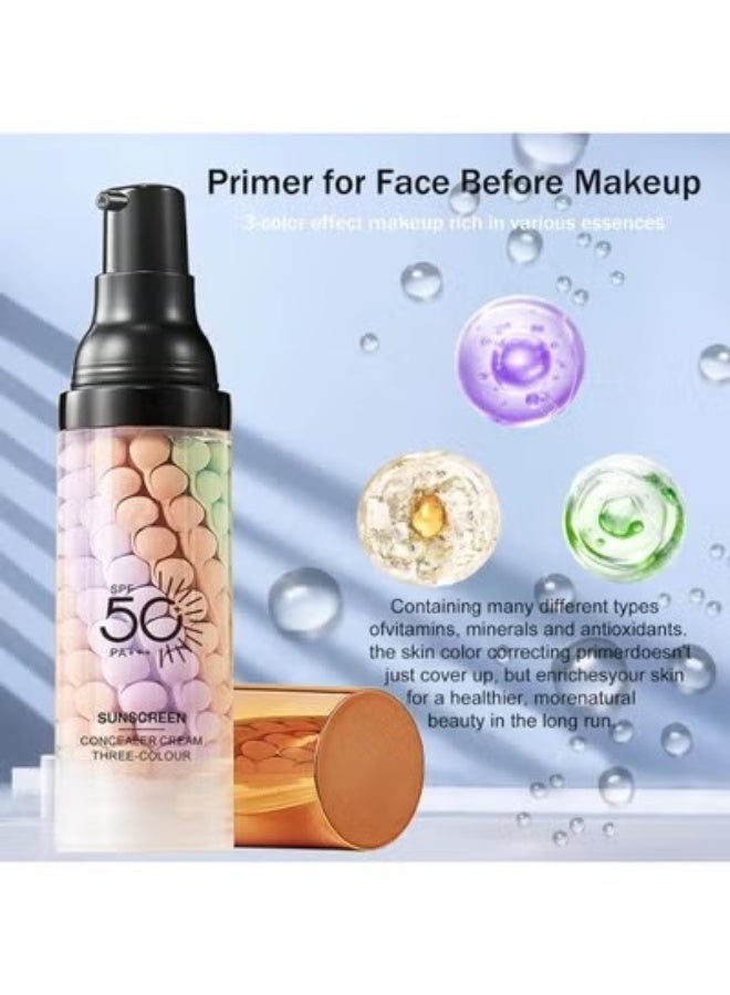 SADOER 3 In 1Primer for Face Before Makeup,Sunscreen Isolation Cream, SPF 50, One Step Color Corrector Face Primer, Blurs Imperfections Oil Control & Moisturizing Skin Tone Correcting,Radiance Skin - Image 3