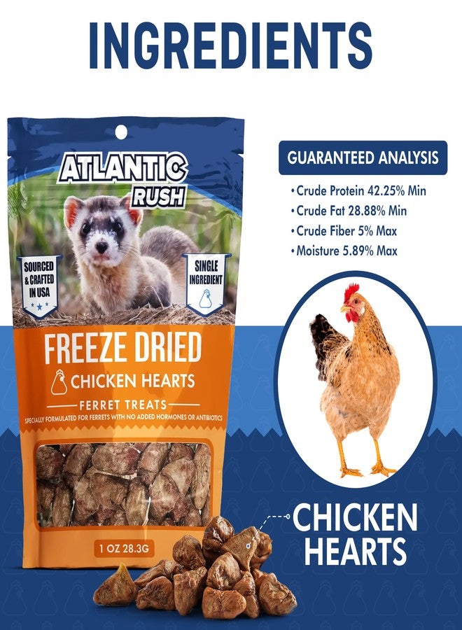 Atlantic Rush Freeze Dried Small Pet Treats - Resealable Bag of Treats for Ferrets - Ferret Snacks - Single Ingredient Ferret Food With No Preservatives Or Fillers- Small Animals Treats (1oz, chicken Heart) - Image 4