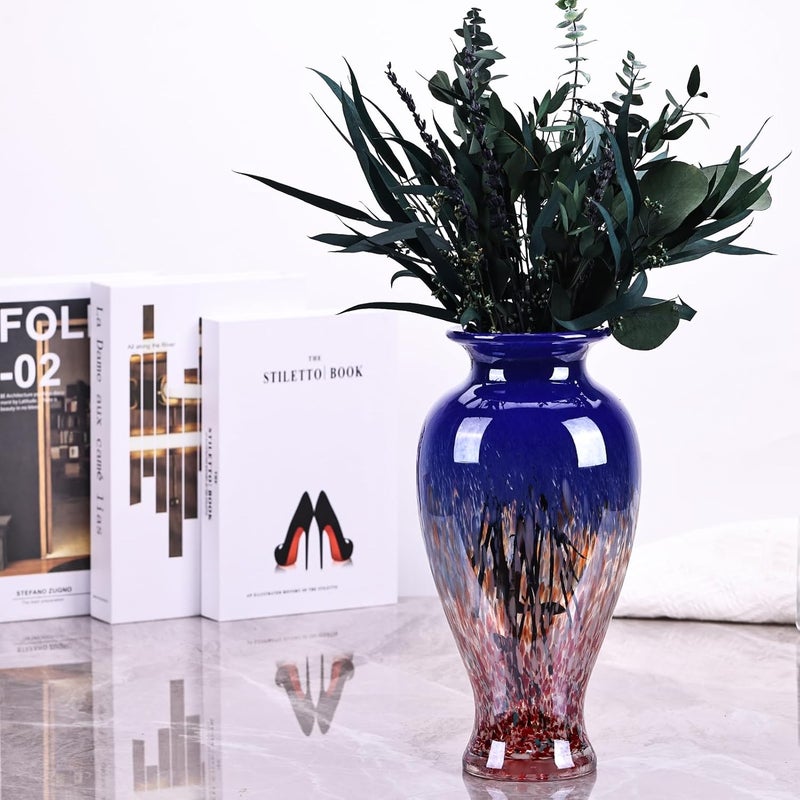 oliruim Hand Blown Stained Glass Vase (Blue) - Image 4