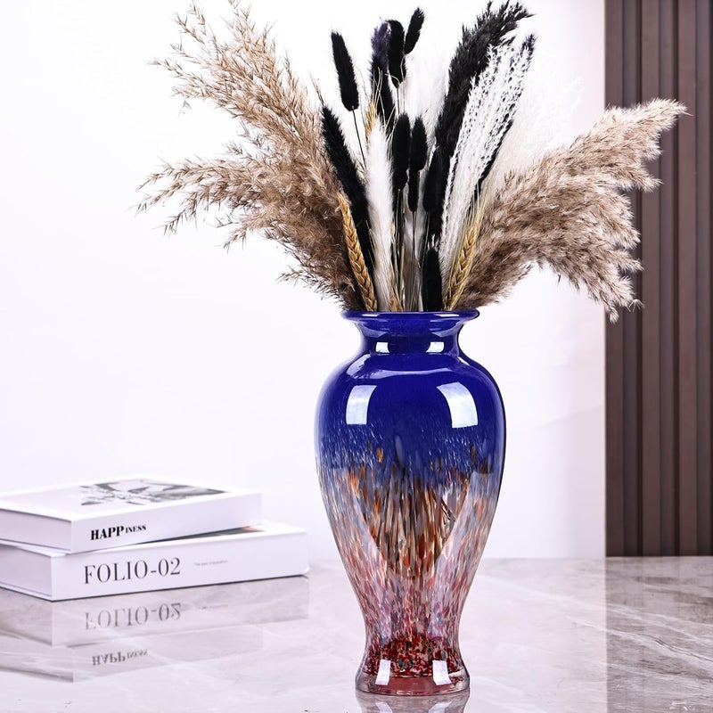 oliruim Hand Blown Stained Glass Vase (Blue) - Image 5