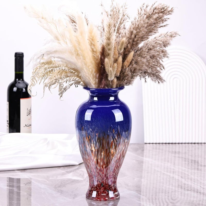 oliruim Hand Blown Stained Glass Vase (Blue) - Image 3