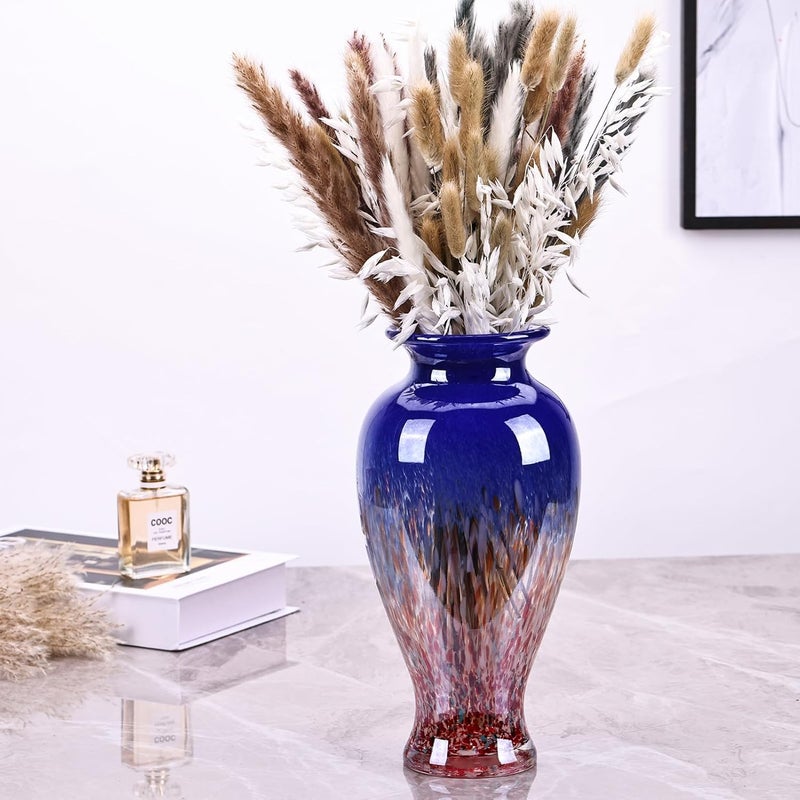oliruim Hand Blown Stained Glass Vase (Blue) - Image 1