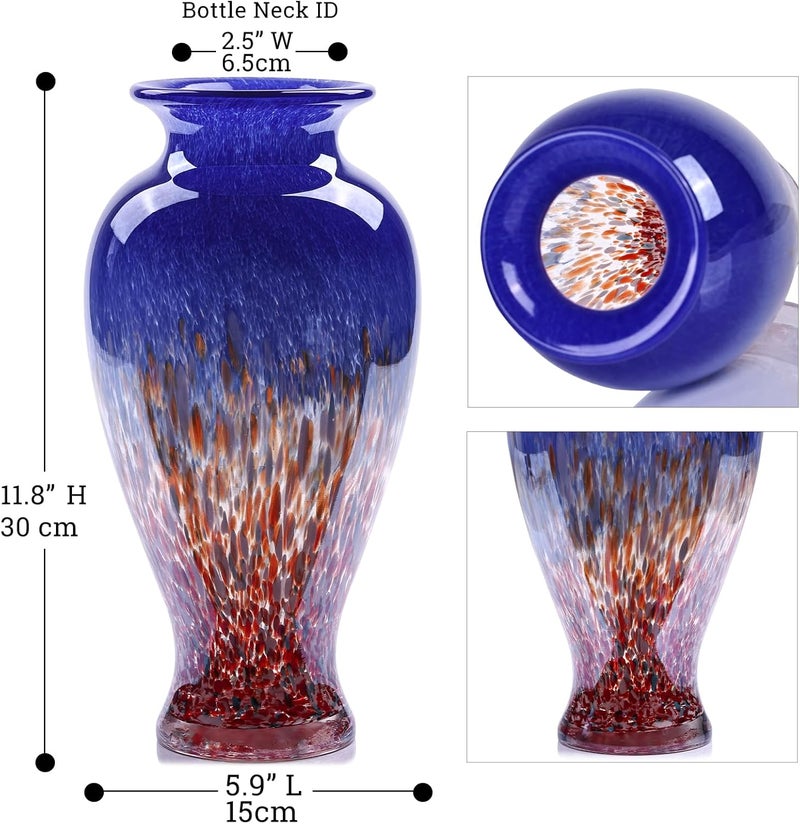 oliruim Hand Blown Stained Glass Vase (Blue) - Image 2