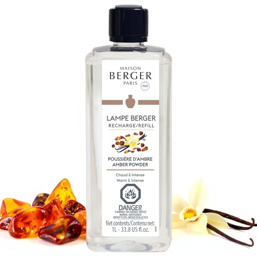 Maison Berger مايزون بيرجر | عبوة إعادة تعبئة عطر المنزل من لامب بيرجر | مسحوق العنبر | روائح المنزل | 33.8 أونصة سائلة - 1 لتر - Image 1