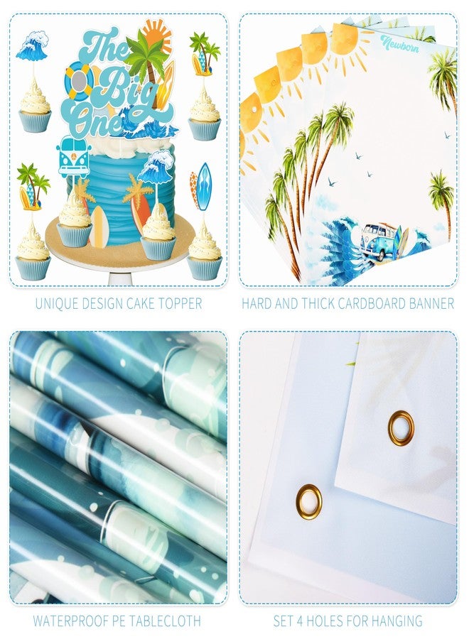 Fayoo The Big One First Birthday Decorations - Surf 1st Birthday Party Supplies with Beach Balloon Arch, Garland, Backdrop Banner & Tablecloth - Image 4