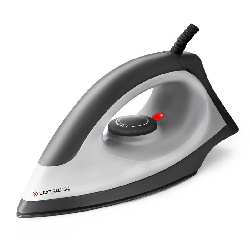 LONGWAY Longway Kwid Light Weight NonStick Teflon Coated Dry Iron Electric Iron for Clothes 1100 Watt Black - Image 1