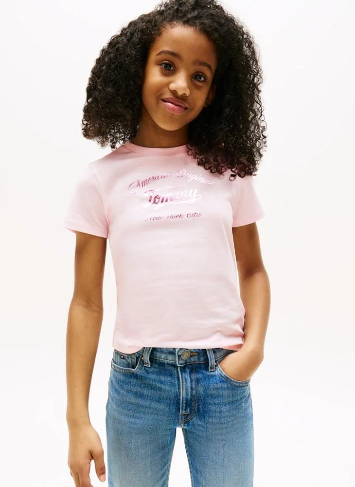 تومي هيلفيغر Kids Script Crew Neck T-Shirt